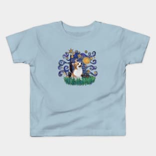 Starry Night Derivative Featuring a Pembroke Welsh Corgi Kids T-Shirt